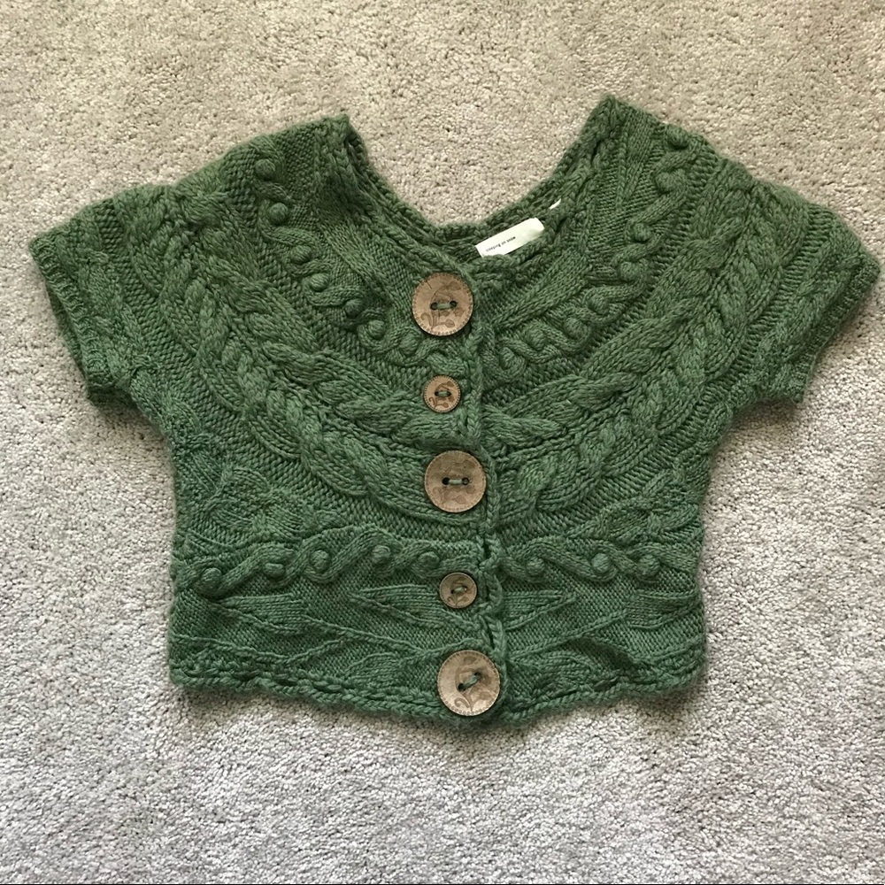 Anthropologie Crop Top Knit Sweater, Forest Green